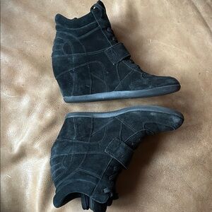 Ash Black Suede Wedge Boots